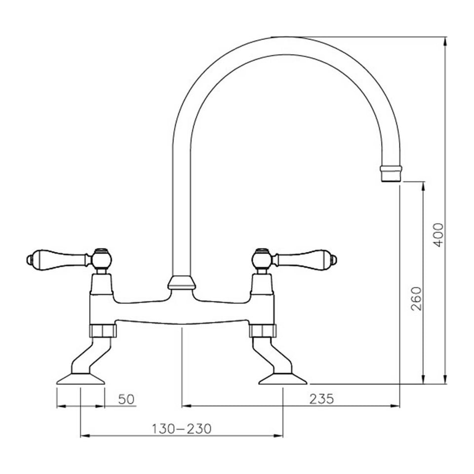 Turner Hastings Ludlow Bridge Mixer Tap - English Bronze (LU111BM-EB) 3