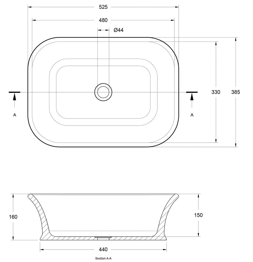 Turner Hastings Kirkham 52 x 38 TitanCast Solid Surface Basin