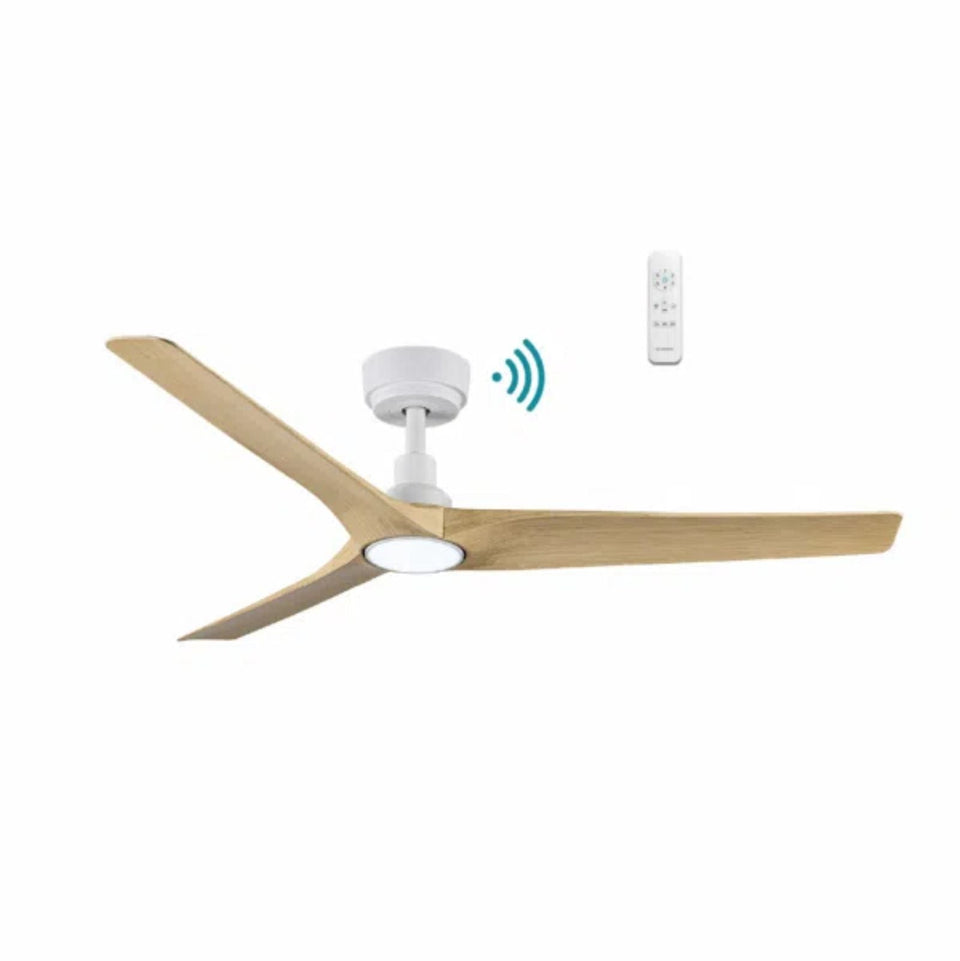 Martec Cordoba 1320mm DC Ceiling Fan with 15W LED Light Matte White/Oak