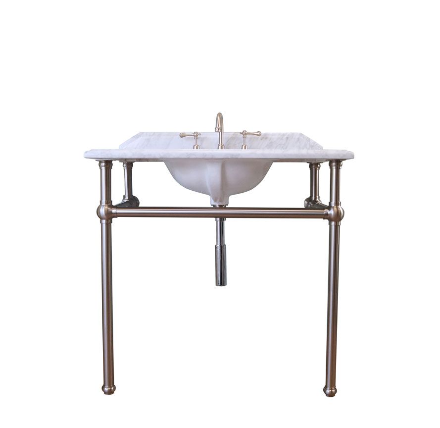 Turner Hastings Mayer Basin Stand With 90 x 55 Real Carrara Marble Top - Brushed Nickel (MA903WS-BN-1TH)