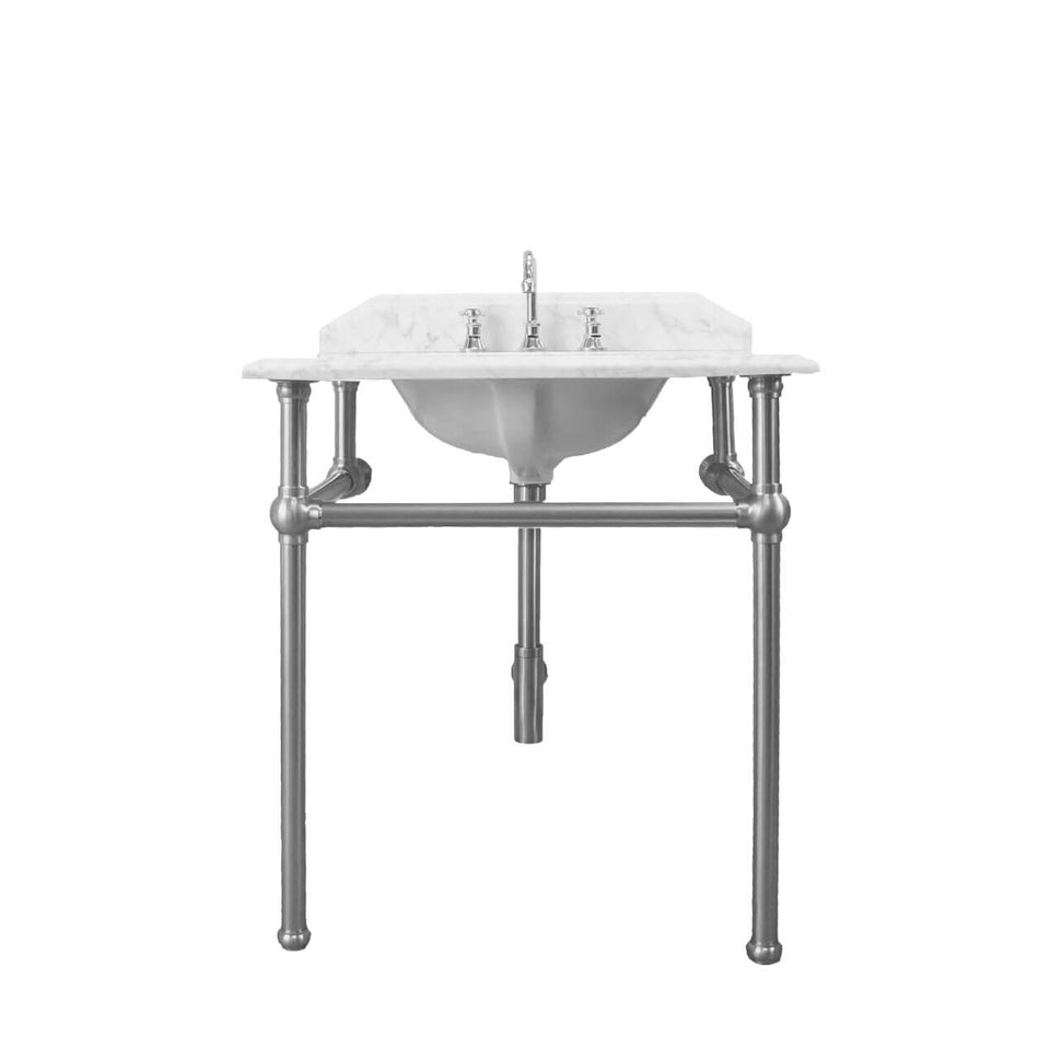 Turner Hastings Mayer Basin Stand With 75 x 55 Real Carrara Marble Top - Brushed Nickel (MA753WS-BN-3TH)