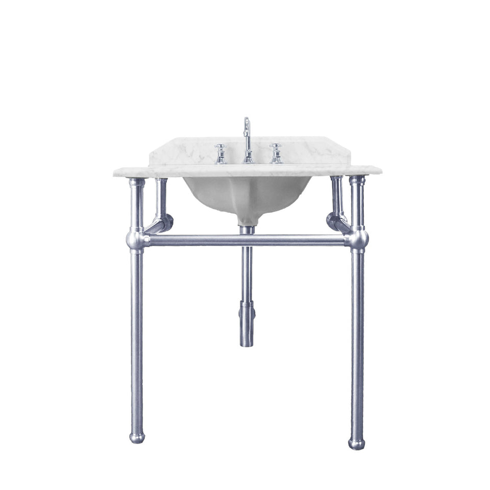 Turner Hastings Mayer Basin Stand With 75 x 55 Real Carrara Marble Top - Chrome (MA750WS-3TH)