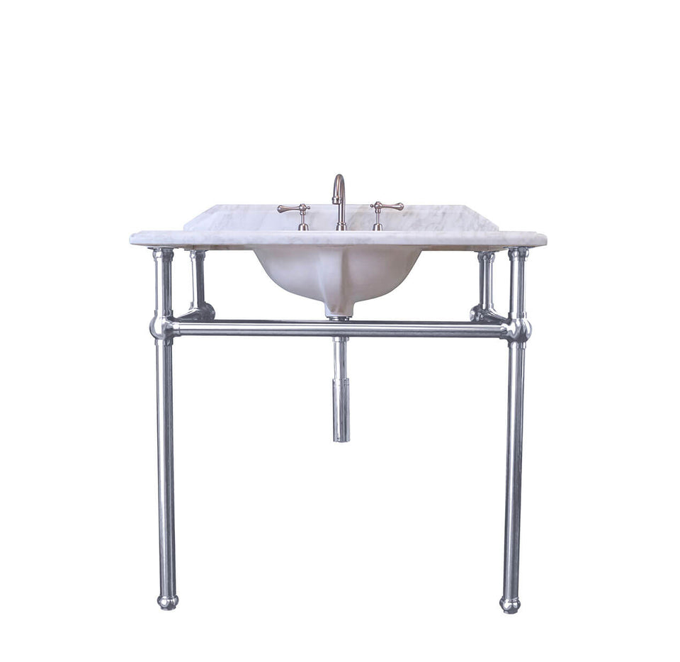 Turner Hastings Mayer Basin Stand With 90 x 55 Real Carrara Marble Top - Chrome (MA900WS-3TH)