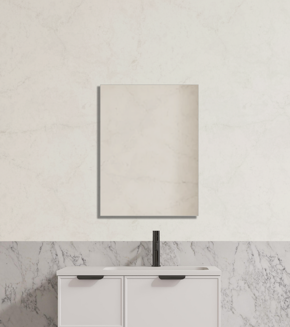 900x750mm Plain Bathroom Mirror Pencil Edge Wall Mounted Vertical or Horizontal - Poseidon PM9075