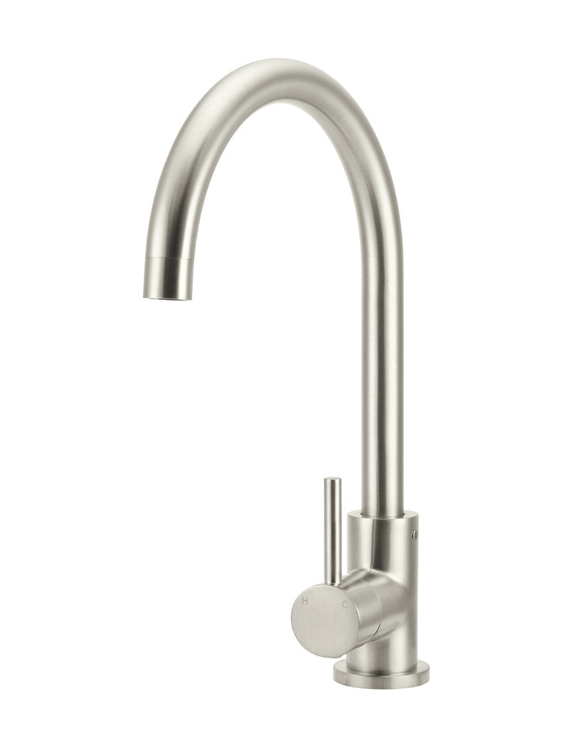 Meir Round Gooseneck Kitchen Mixer Tap - PVD Brushed Nickel (MK03-PVDBN)