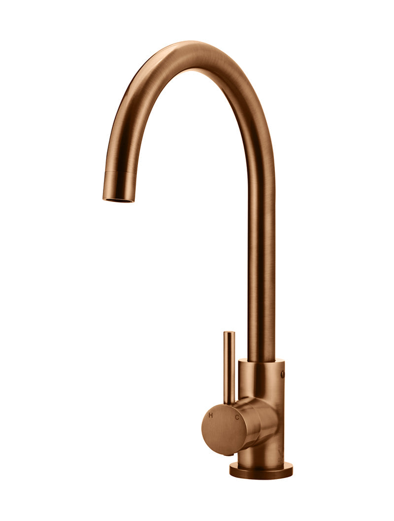Meir Round Gooseneck Kitchen Mixer Tap - PVD Lustre Bronze (MK03-PVDBZ)