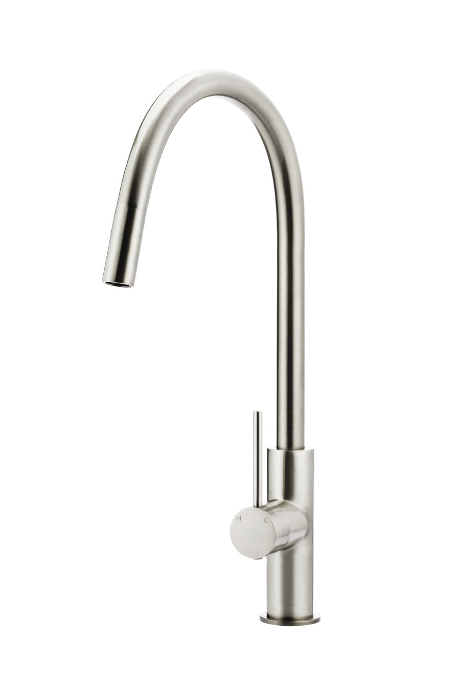 Meir Round Piccola Pull Out Kitchen Sink Mixer Tap - PVD Brushed Nickel (MK17-PVDBN)