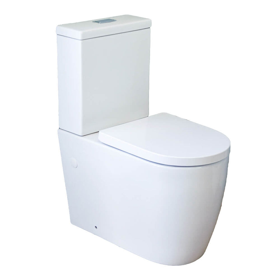 Turner Hastings Narva Rimless Close Coupled Back to Wall Toilet Suite with Soft Close Quick Release Seat (NA100RBTW-K)