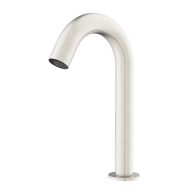 Nero Electronic Sensor Bench Basin Tap Curved Gooseneck Brushed Nickel