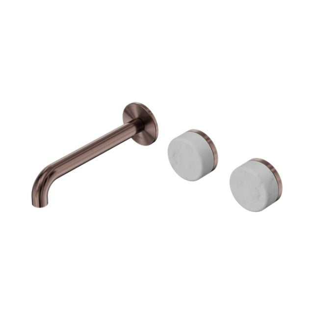 Nero Serenity Wall Basin/Bath Set Offset Spout With Carrara Handles