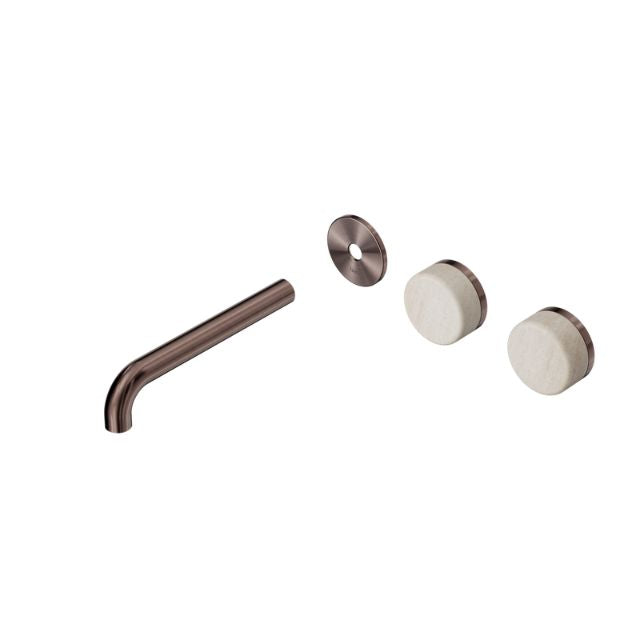 Nero Serenity Wall Basin/Bath Set Offset Spout With Rome Travertine Handles Trim Kit Only