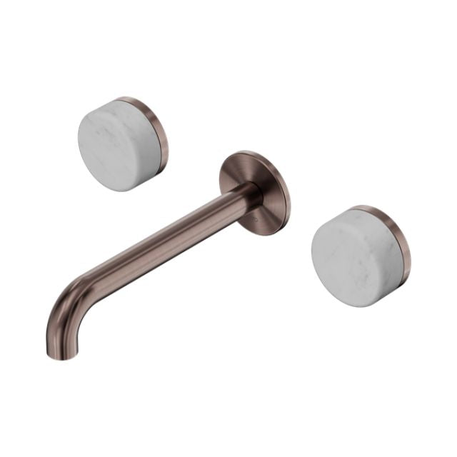 Nero Serenity Wall Basin Set Spout With Carrara Handles