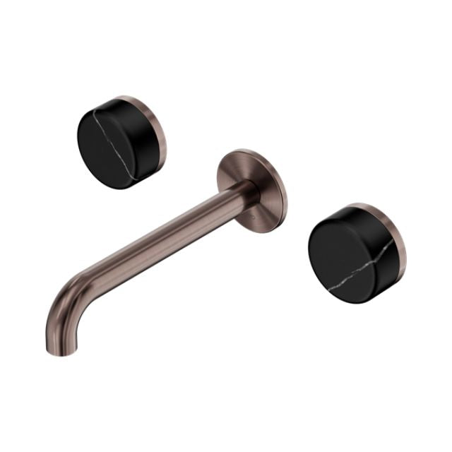 Nero Serenity Wall Basin Set Spout With Nero Marquina Handles