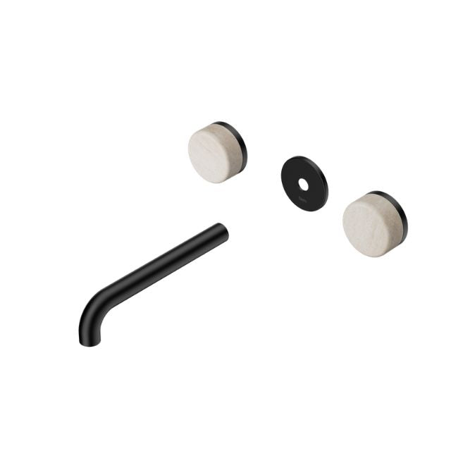 Nero Serenity Wall Basin Set 160/185/220mm Spout With Rome Travertine Handle Trim Kit Only Matte Black
