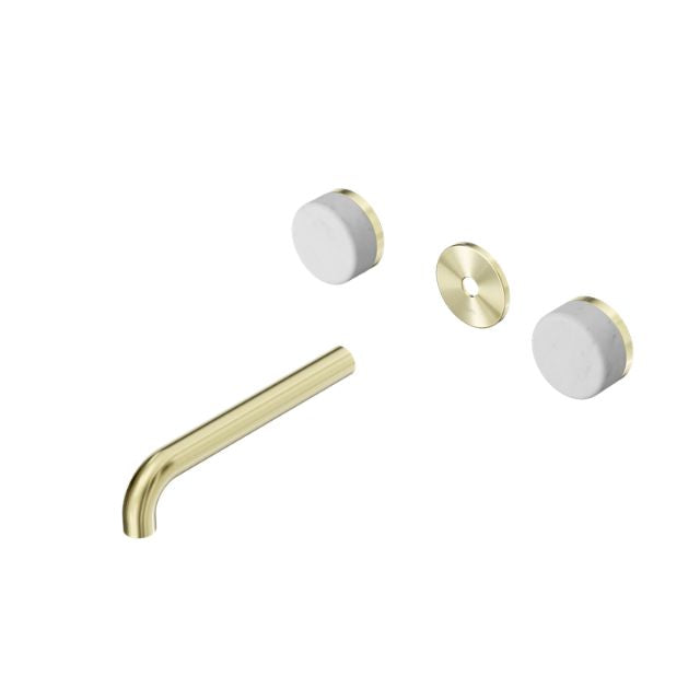 Nero Serenity Wall Basin Set 160/185/220mm Spout With Carrara Handle Trim Kit Only Brushed Gold