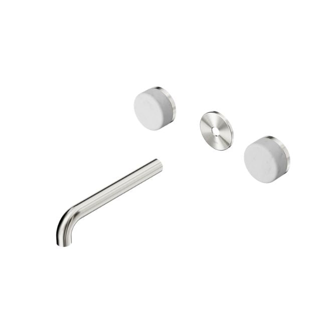 Nero Serenity Wall Basin Set 160/185/220mm Spout With Carrara Handle Trim Kit Only Brushed Nickel