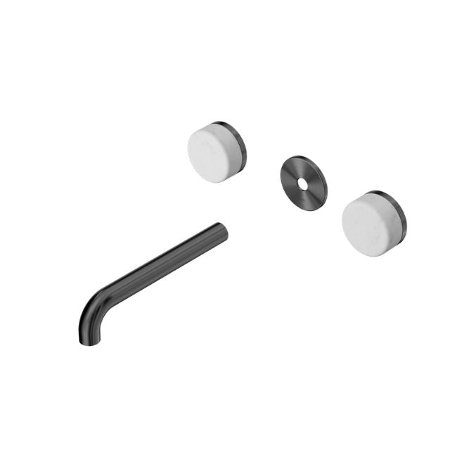 Nero Serenity Wall Basin Set 160/185/220mm Spout With Carrara Handle Trim Kit Only Gun Metal