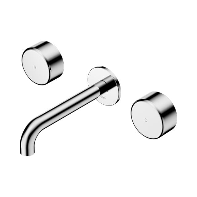 Nero Serenity Wall Basin Set 160/185/220mm Spout With Nero Metal Handles Chrome