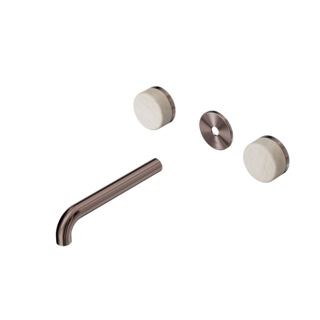 Nero Serenity Wall Basin Set 160/185/220mm Spout With Rome Travertine Handle Trim Kit Only Brushed Bronze