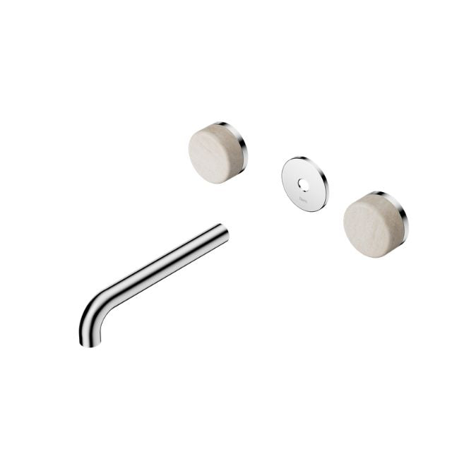 Nero Serenity Wall Basin Set 160/185/220mm Spout With Rome Travertine Handle Trim Kit Only Chrome