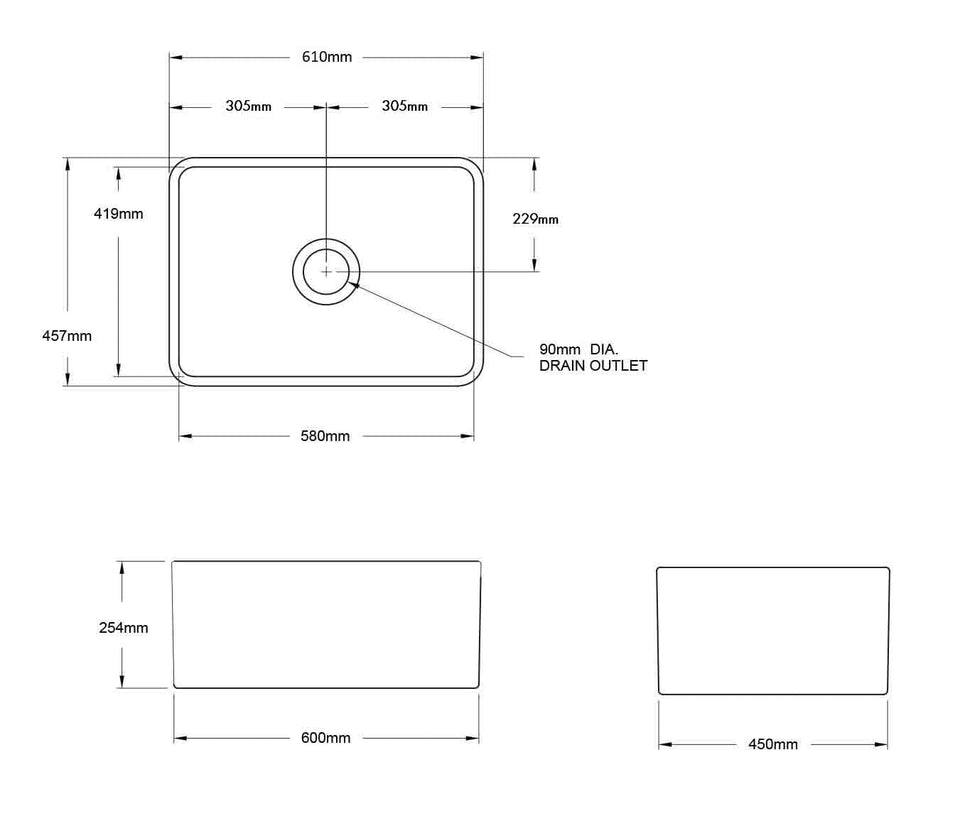 Turner Hastings Novi 60 x 46 Fine Fireclay Farmhouse Butler Sink