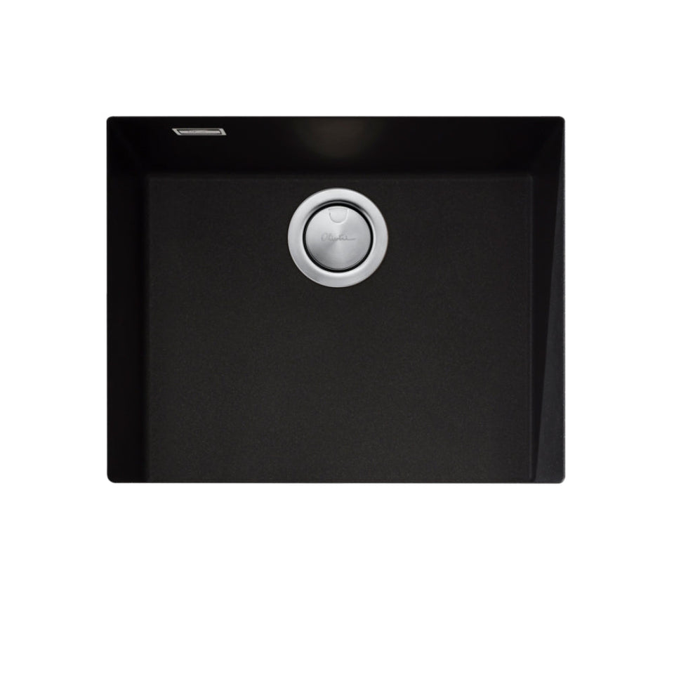 Oliveri Santorini Large Bowl Undermount Sink - Black with Overflow