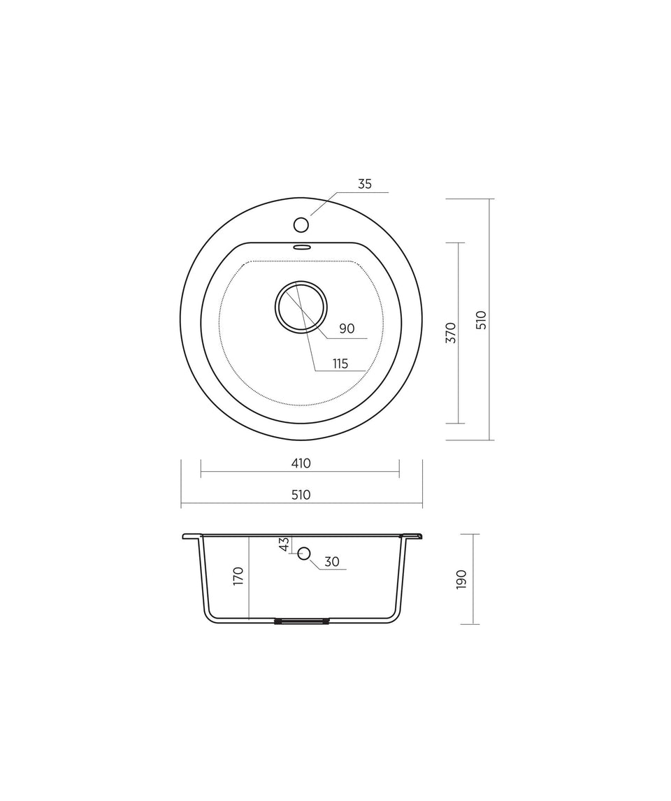 191074 | Oros 510 Arqstone sink – White