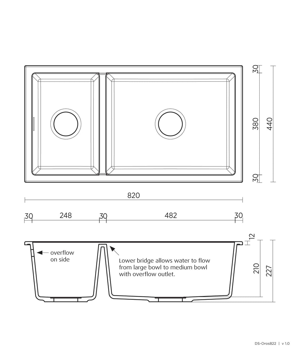 191041 | Oros 822 Arqstone sink – White