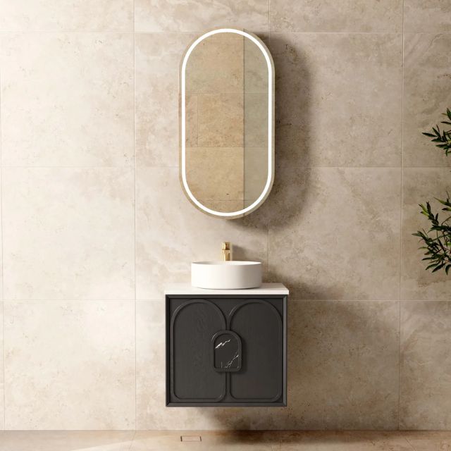 Otti Laguna Mk II Black Oak Wall Hung Vanity with Pure White Top