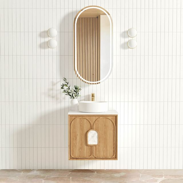 Otti Laguna Mk II Woodland Oak Wall Hung Vanity with Pure White Top
