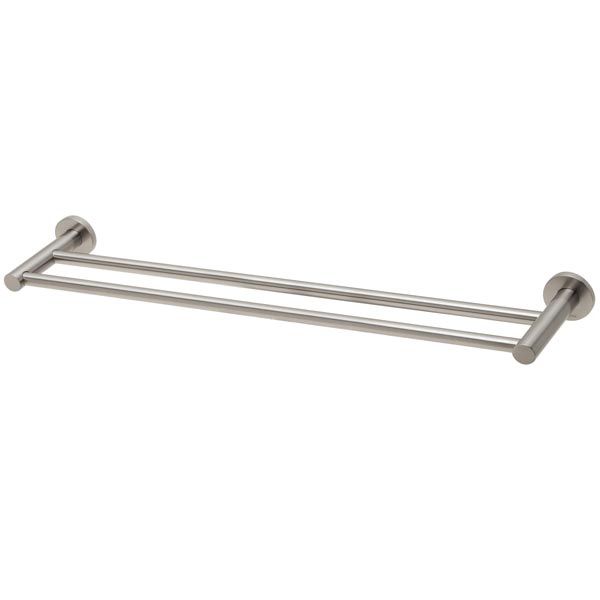 Phoenix Radii Double Towel Rail 600mm Round Plate Brushed Nickel
