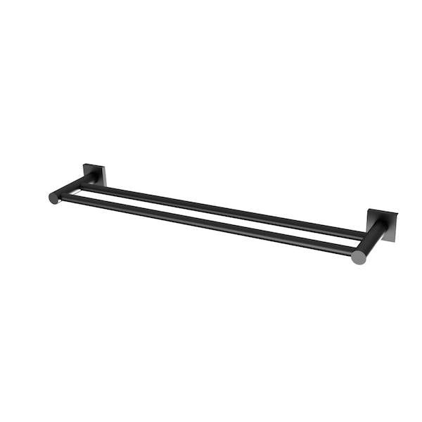 Phoenix Radii Double Towel Rail 800mm Square Plate Matte Black