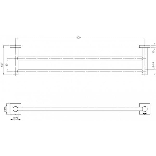 Phoenix Tapware Radii Double Towel Rail Square Plate