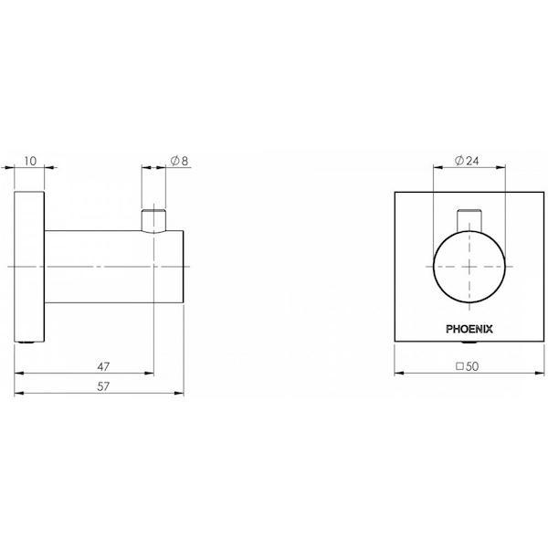 Phoenix Radii Robe Hook Square Plate