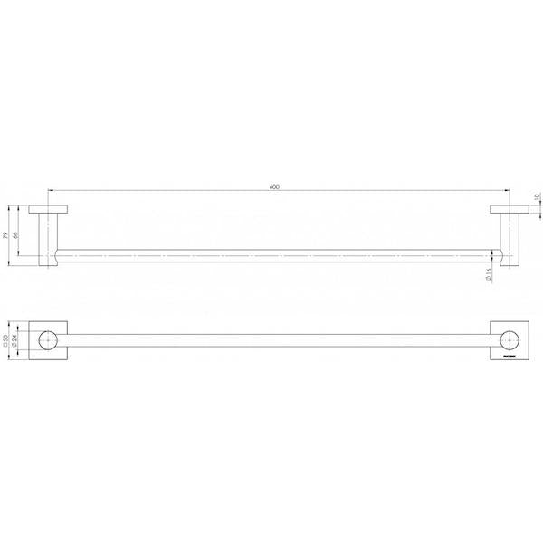 Phoenix Tapware Radii Single Towel Rail Square Plate