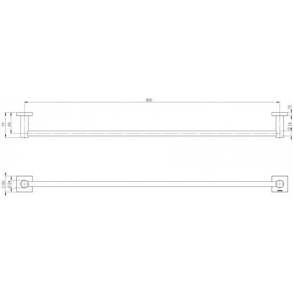 Phoenix Tapware Radii Single Towel Rail Square Plate