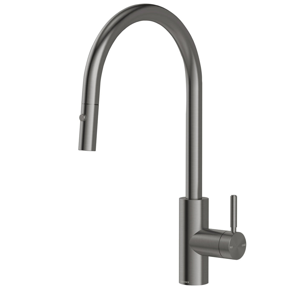 Phoenix Vivid MKII Pull Out Sink Mixer 230mm Gooseneck - Brushed Carbon