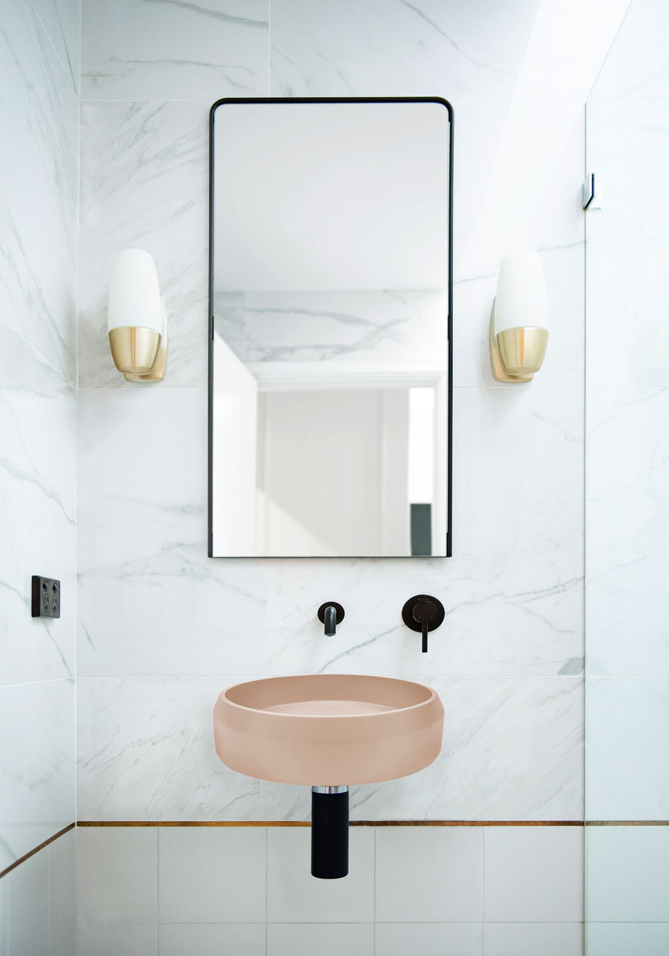 Nood Co Prism Circle Basin - Wall Hung (Pastel Peach)