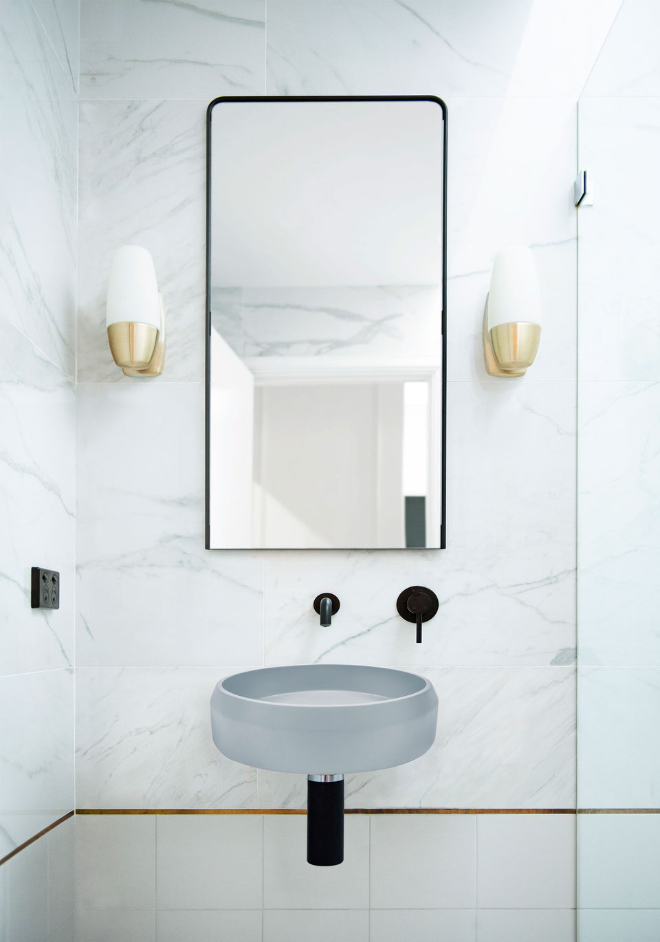 Nood Co Prism Circle Basin - Wall Hung (Powder Blue)