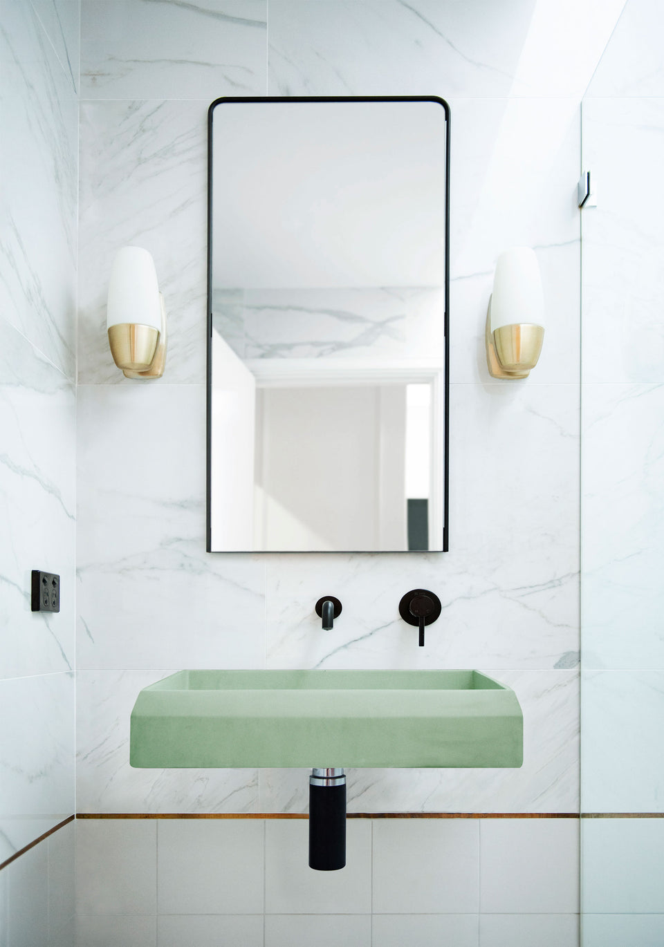 Nood Co Prism Rectangle Basin - Wall Hung (Mint)