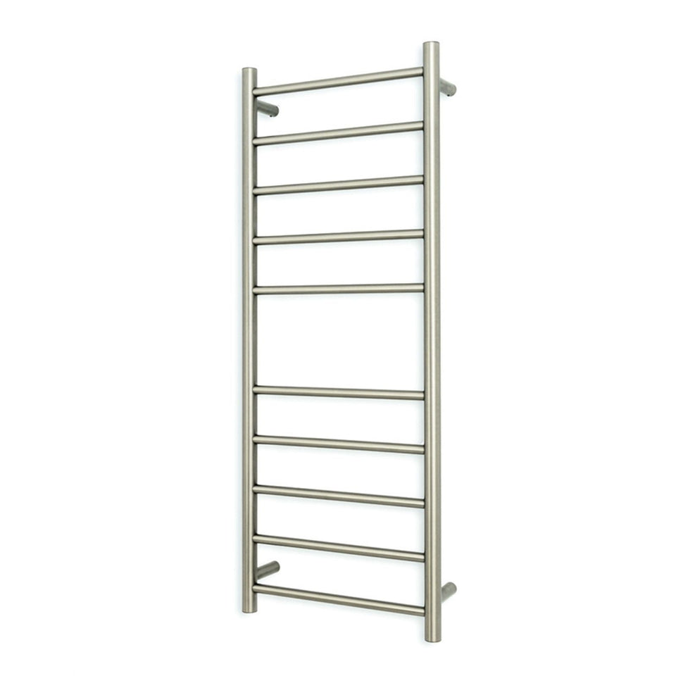 Radiant 10 Bar Round Heated Towel Ladder 430w x 1100h - Brushed Nickel