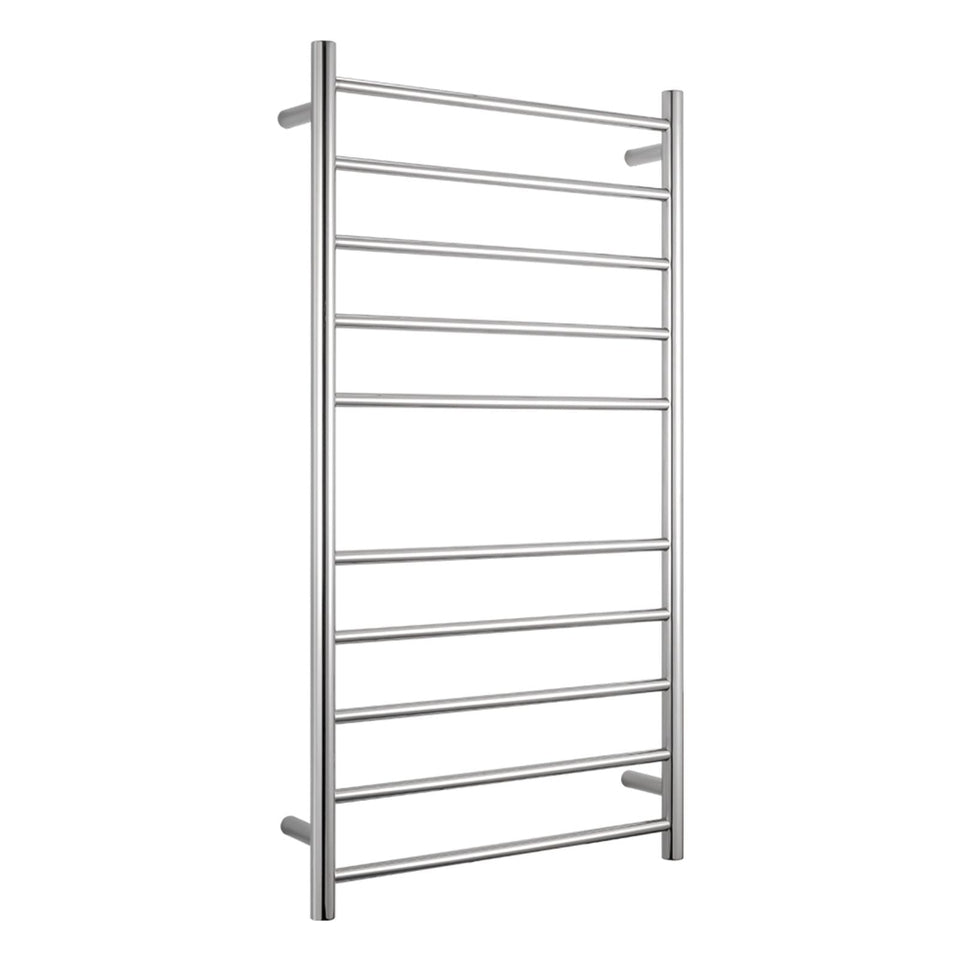 Radiant - Round 10 Bar Heated Towel Ladder 1100H x 600W (right wiring) POLISHED STAINLESS
