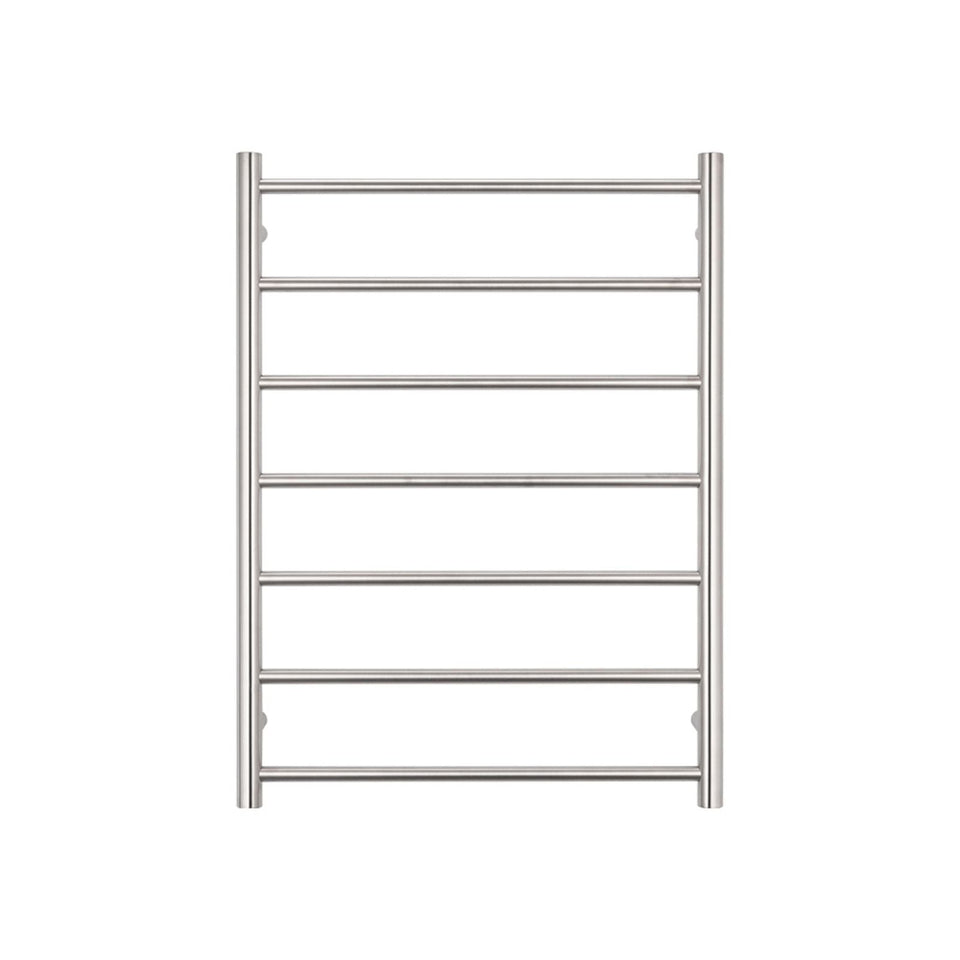Radiant - Round 7 Bar Heated Towel Ladder 800H x 600W (right wiring) BRUSHED STAINLESS