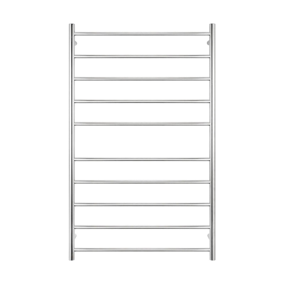 Radiant - Round 10 Bar Heated Towel Ladder 1200H x 750W (left wiring) POLISHED STAINLESS