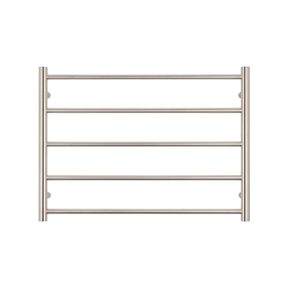 Radiant Round 5 Bar Heated Towel Ladder 750w x 550h - Brushed Nickel