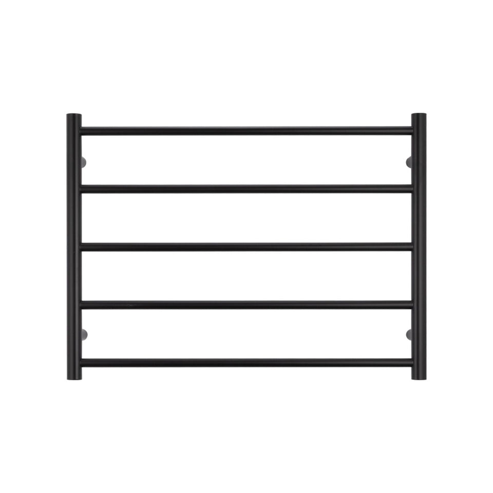 Radiant - Round 5 Bar Heated Towel Ladder 550H x 750W (right wiring) MATTE BLACK