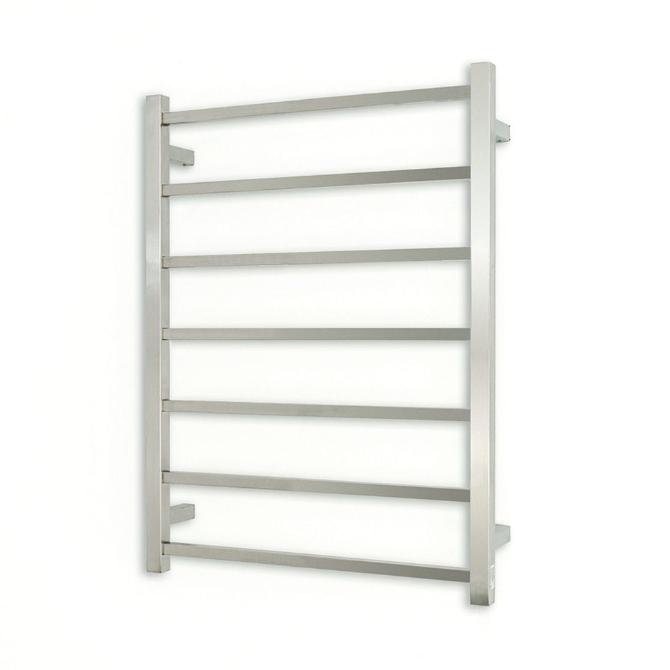 Radiant - Square 7 Bar Heated Towel Ladder 830H x 700W (left wiring) BRUSHED STAINLESS