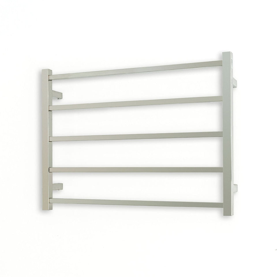 Radiant - Square 5 Bar Heated Towel Ladder 550H x 750W (right wiring) POLISHED STAINLESS