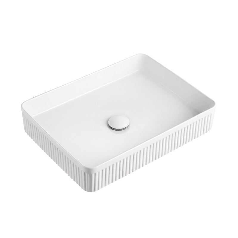 ADP Rectangular Fluted Above Counter Basin Gloss White 505 x 475 x 100