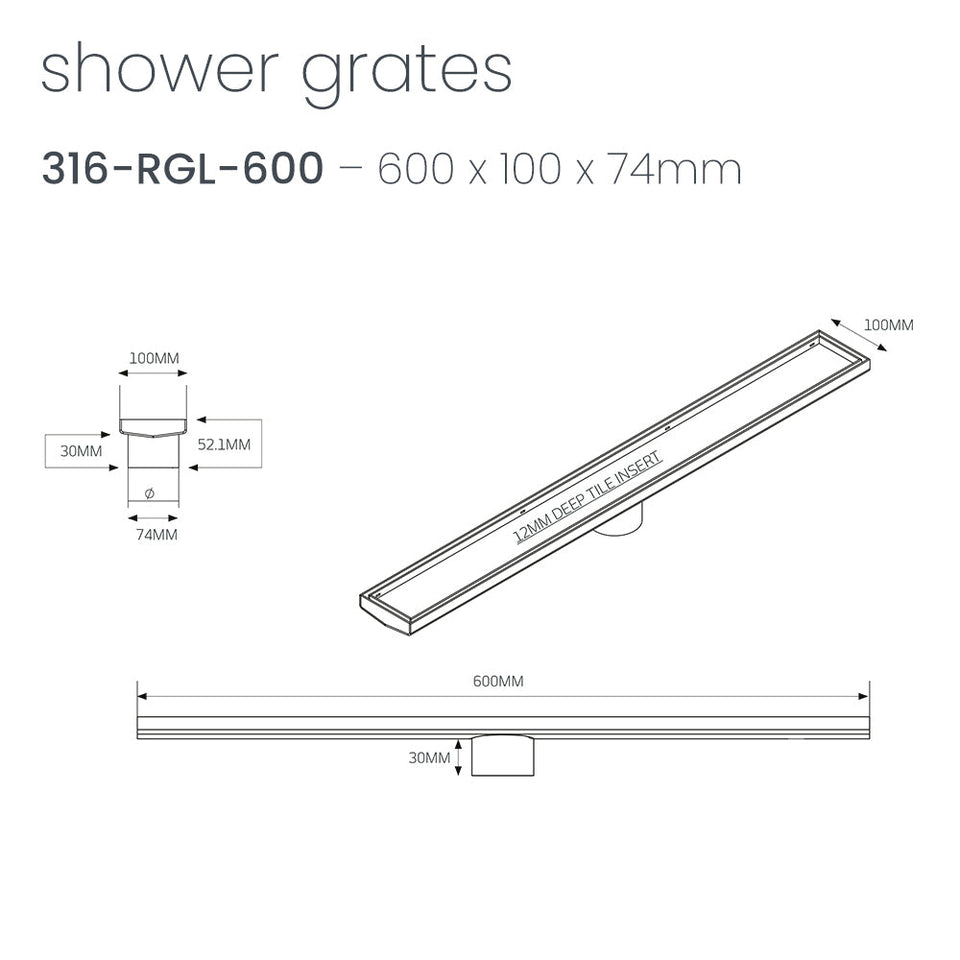 Radiant Linear Tile Insert Floor Grate